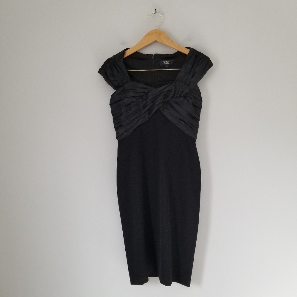 Tadashi Collection Womens Black Knee Length Sheath Evening Cocktail Dress Sz 4